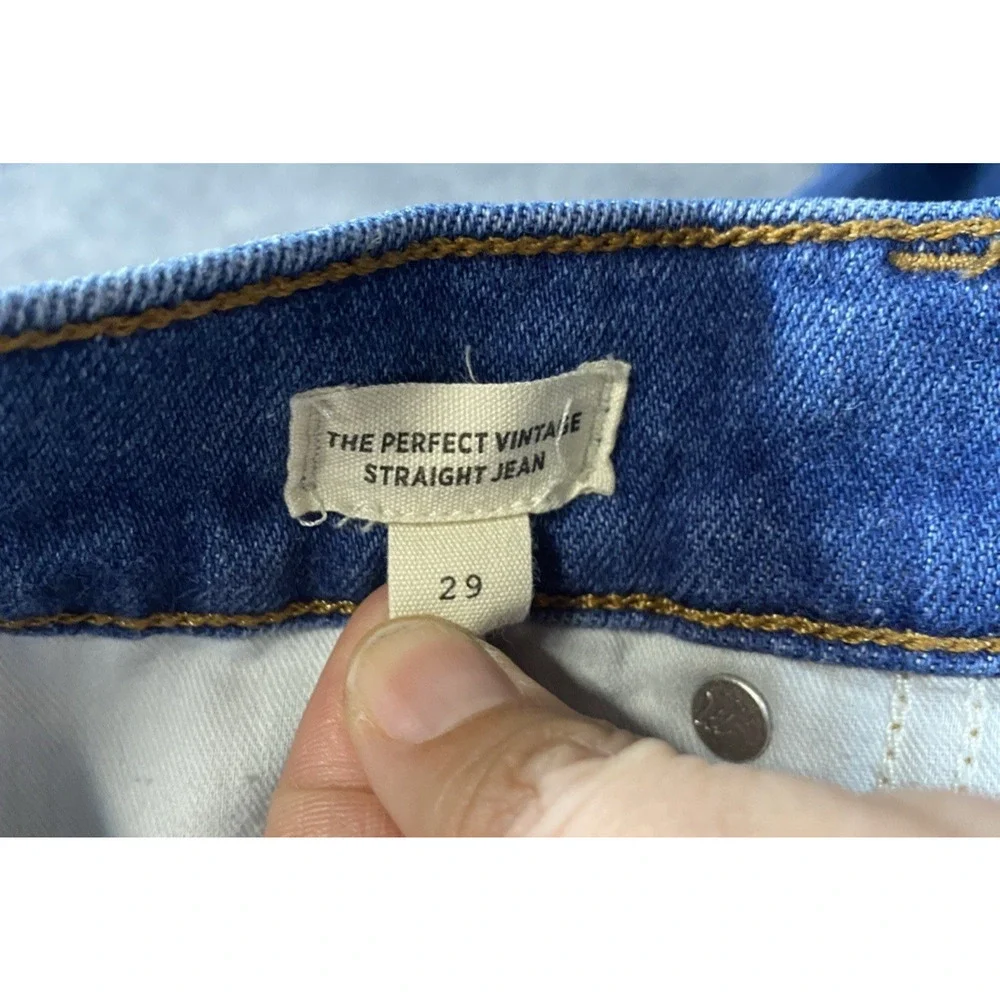 Madewell Jeans Womens 29 Blue The Perfect Vintage Straight Jean Raw Hem - Picture 10 of 14